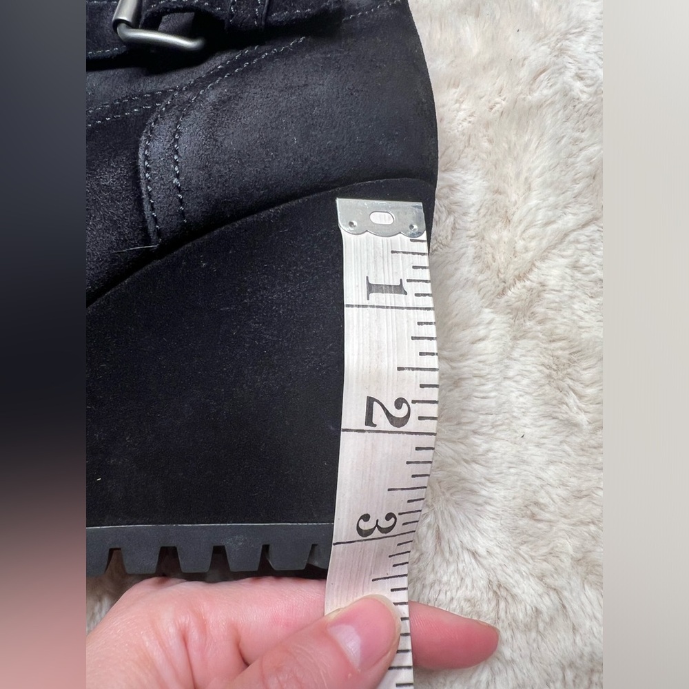Prada Black Suede Wedge Ankle Boots - Picture 7 of 9